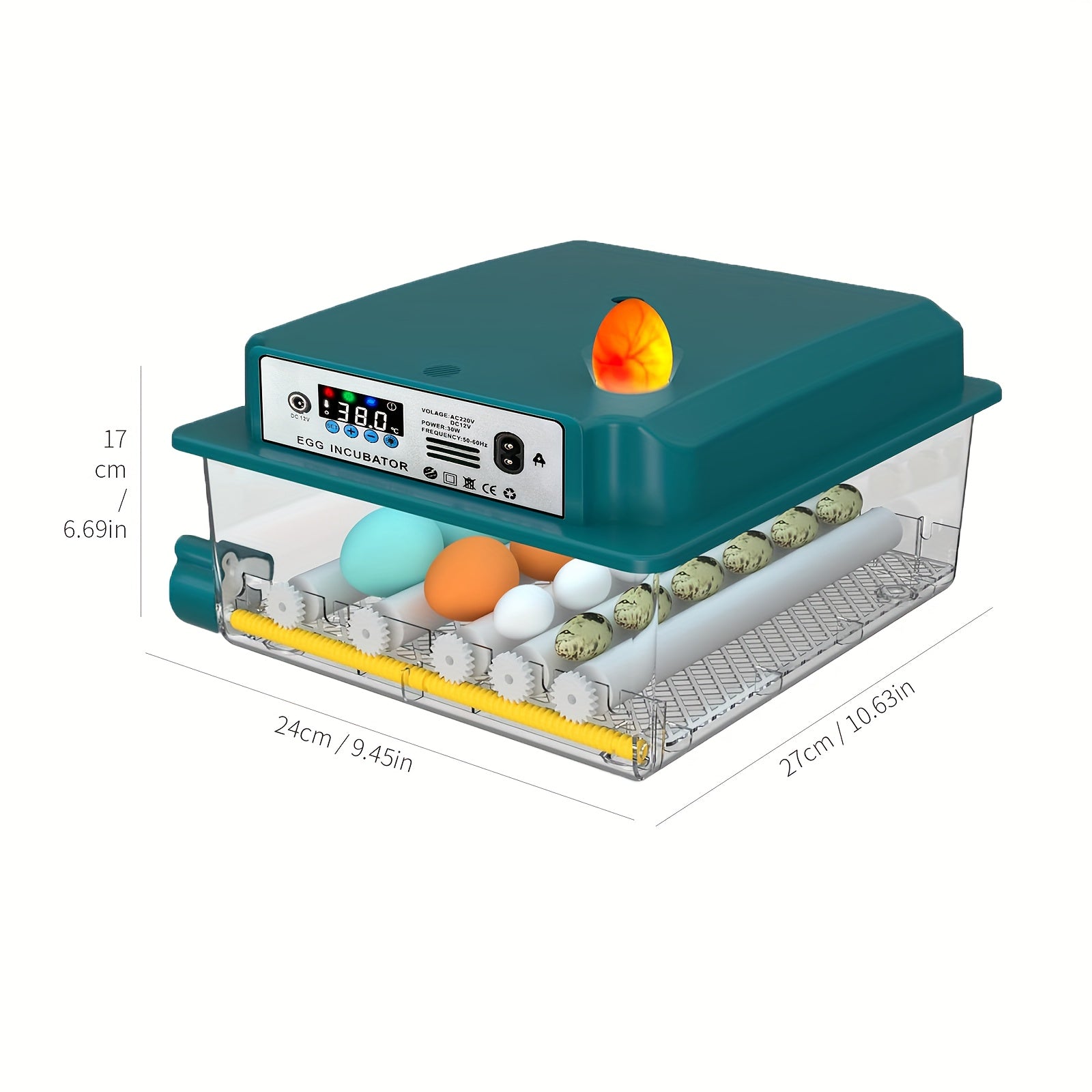 Avtomatik tuxum inkubatorlari 12-16 tuxumni saqlaydi, avtomatik aylantirish, suv to'ldirish, LED displey, ichki foydalanish uchun