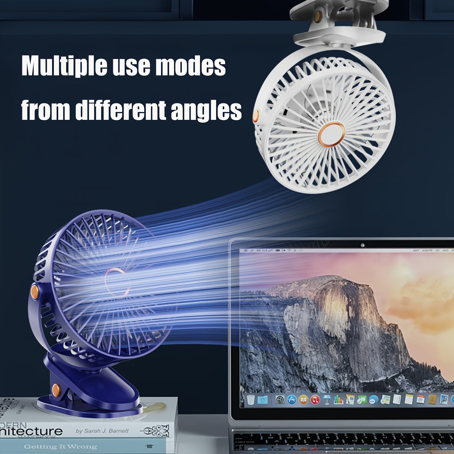 Vertical Clip-On Electric Fan with Adjustable Angles and Quiet Operation