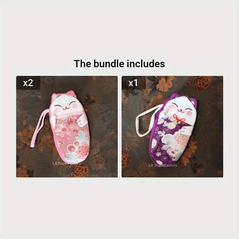 Estuche de tela suave para gafas con diseño de gato de la suerte y estuche para lentes incluido