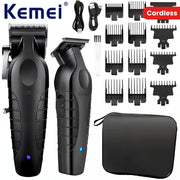Профессиональный беспроводной электробритвенный набор Kemei с лезвием 0 мм, USB-зарядкой и противоскользящей текстурой