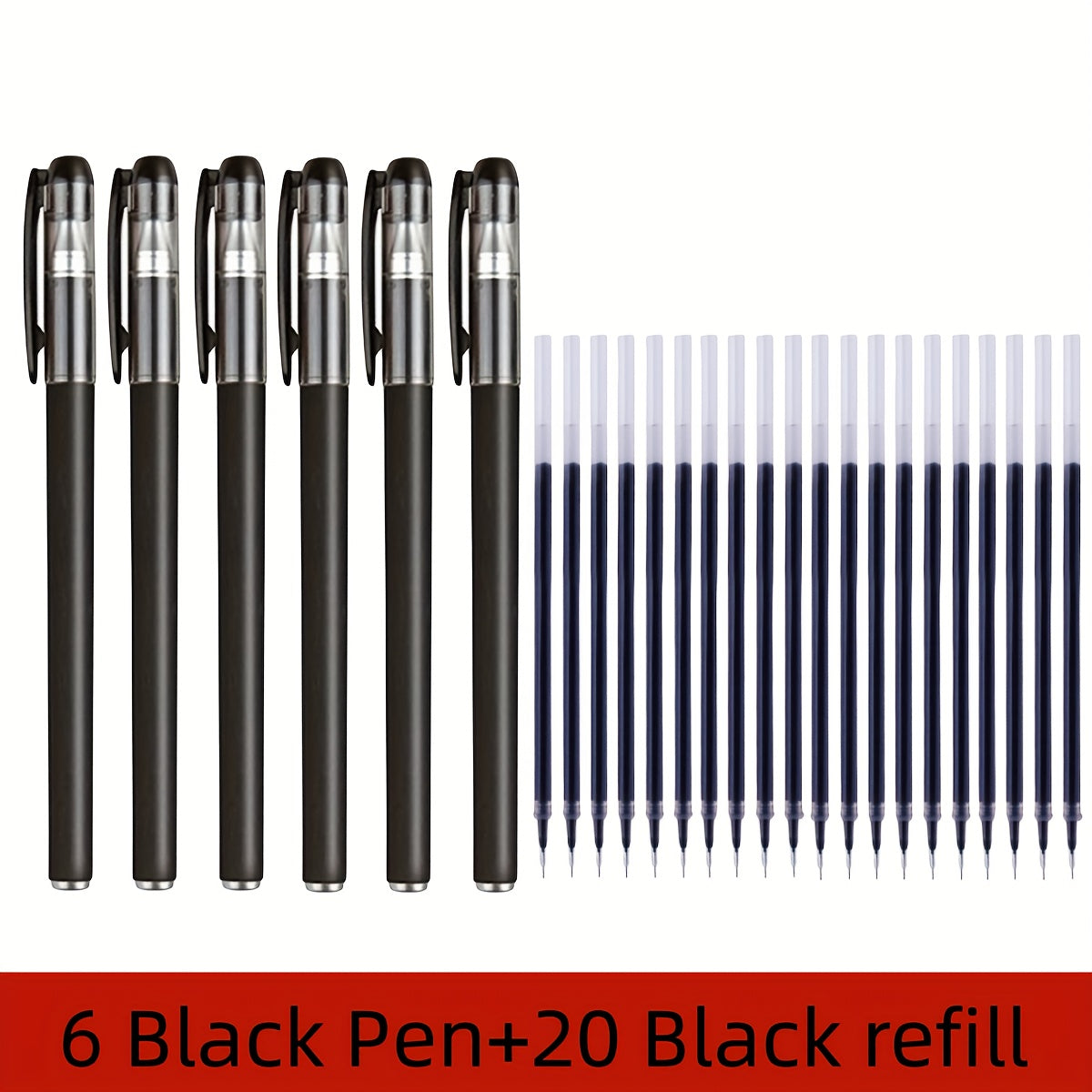 26-Piece Gel Pen Set with Black Blue Red Ink 0.5mm Tips for School Office