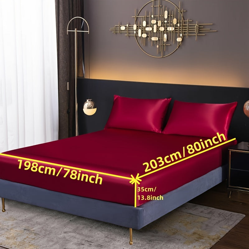 3-Piece Fitted Sheet Set with Pillowcases Polyester Bedding Soft Skin-Friendly