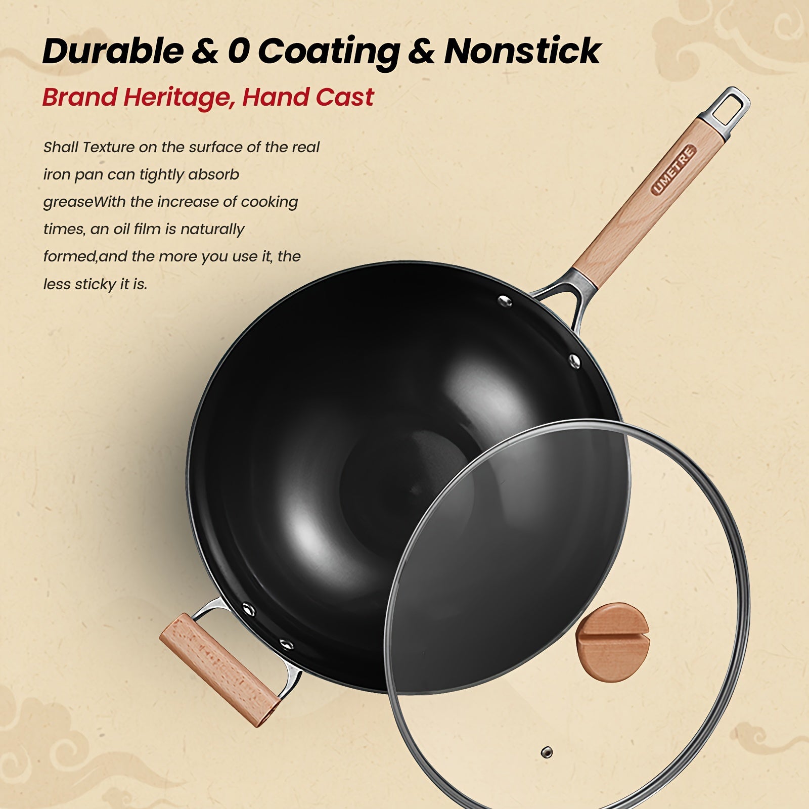 Versatile Cookware Set with Cast Iron Omelette Pan, Wok, and Steel Pans
