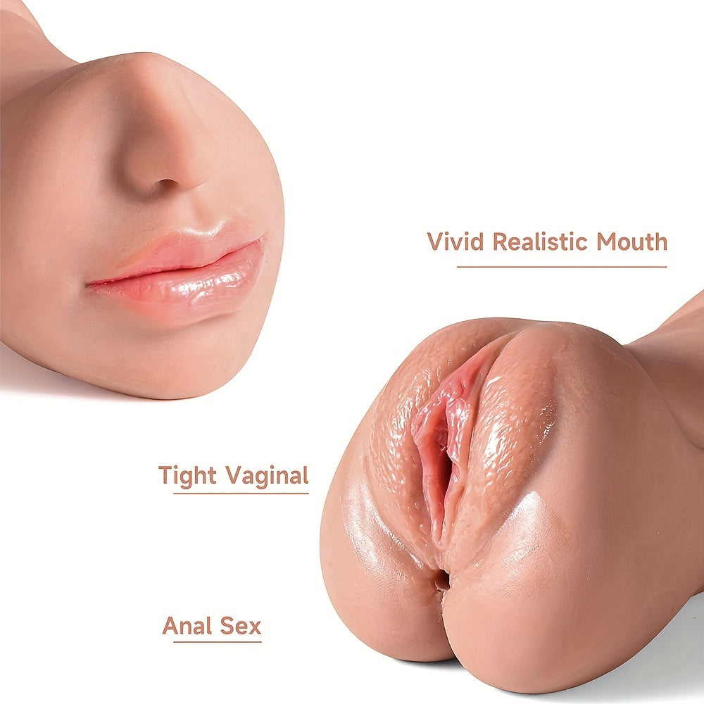 Erkaklar uchun Masturbator Pocket Pussy Ikki tomonlama Realistik 17.5cm Teksturalangan Vagina