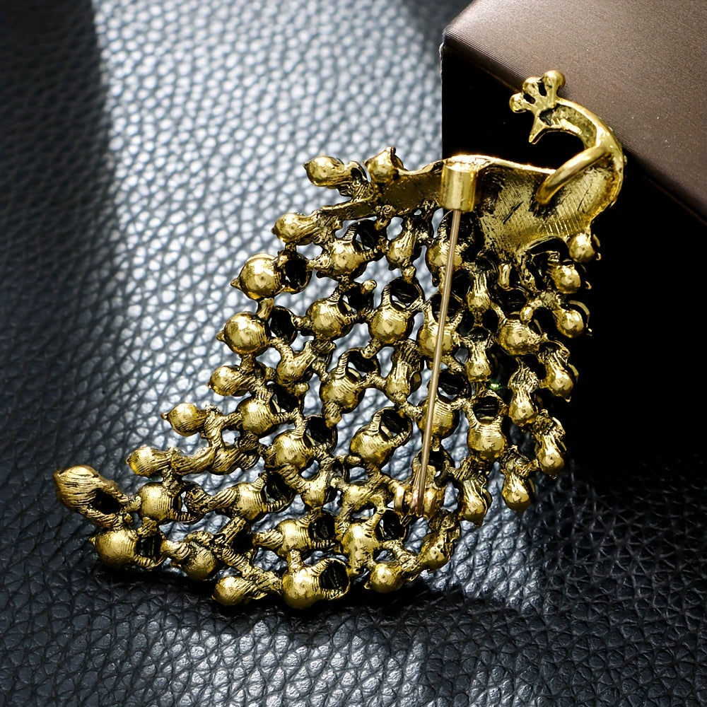 Men's Vintage Peacock Brooch Rhinestones Zinc Alloy Jewelry