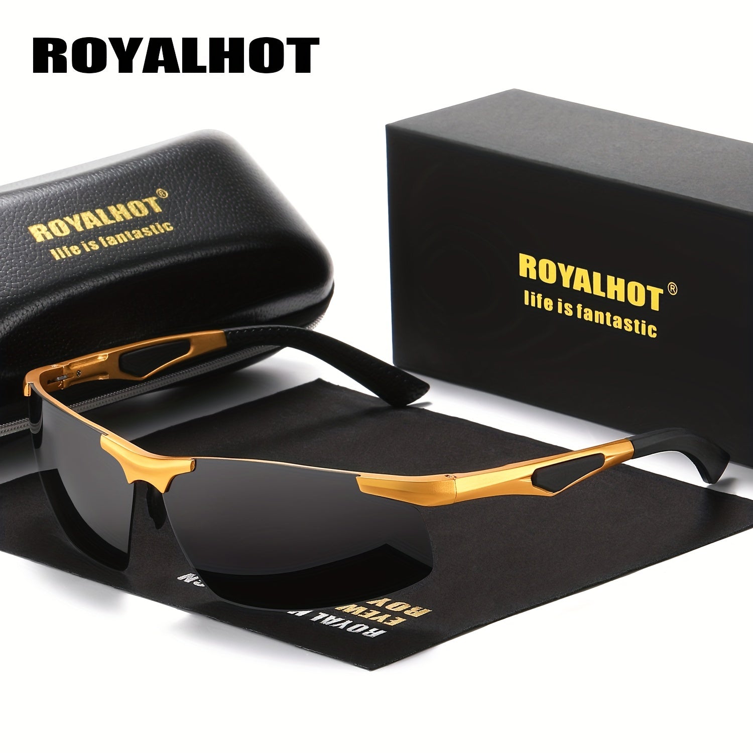 Aluminum Magnesium Frame Polarized Square Sunglasses for Men and Women Outdoor Sports Travel