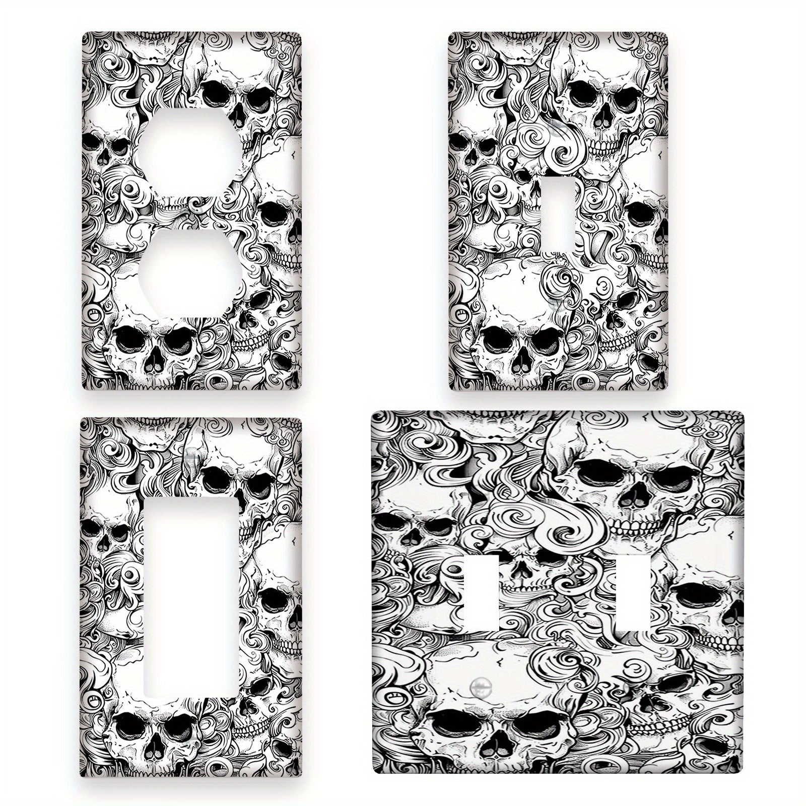 Skull Design Wall Plate Cover for Home or Office Easy to Clean No Battery Needed