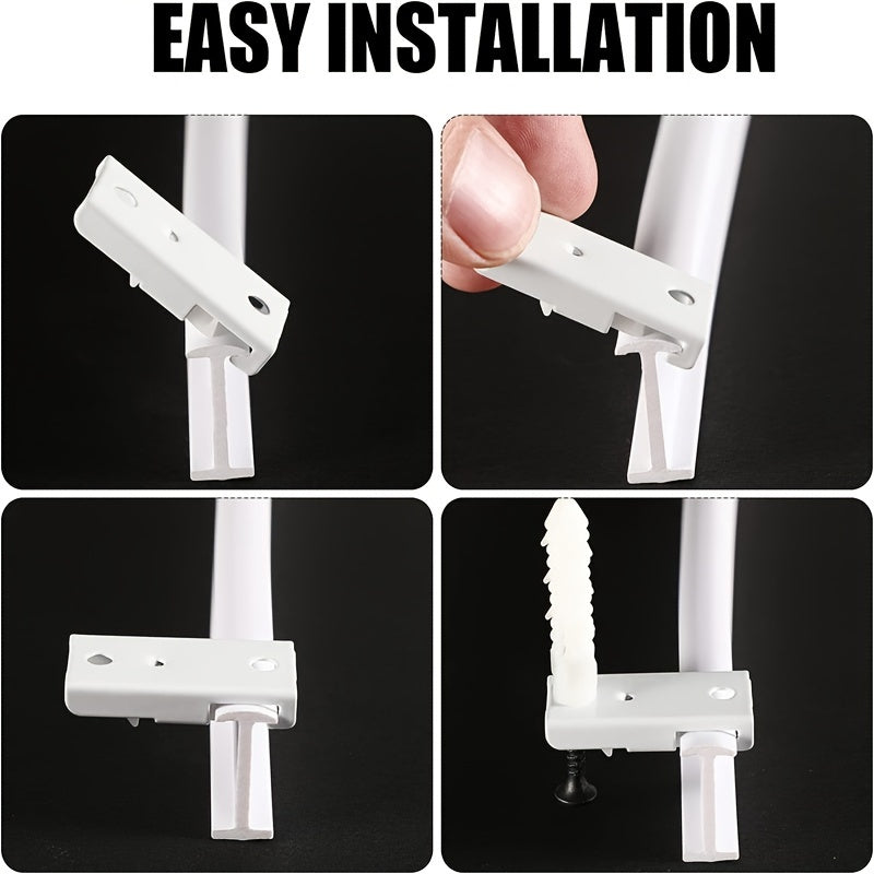 White Plastic Bendable Curtain Track Kit with Metal Hooks for Bedroom 1m to 8m