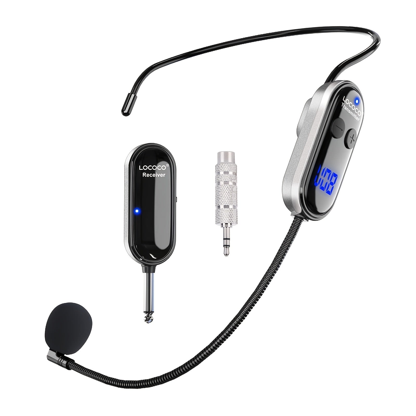 Wireless UHF Microphone Headset with LED Display for Voice Amplification and Events