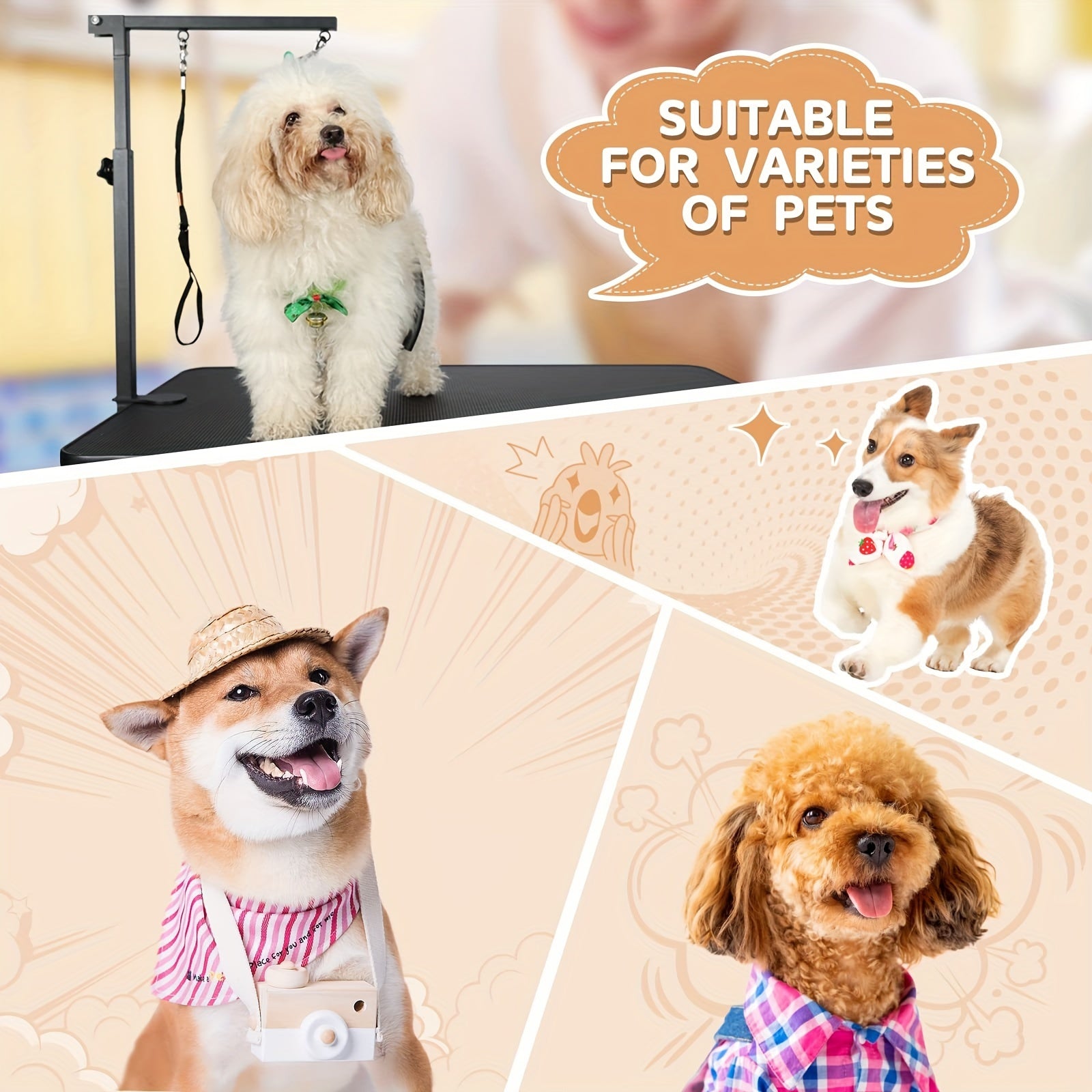 Brazo ajustable y plegable para peluquería de perros con pinza de acero para perros pequeños y cachorros