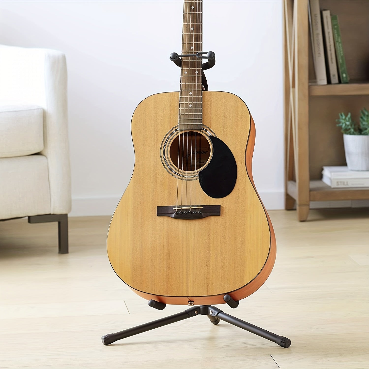 Foldable Vertical Guitar Stand with X-Shaped Base for Acoustic and Electric Guitars