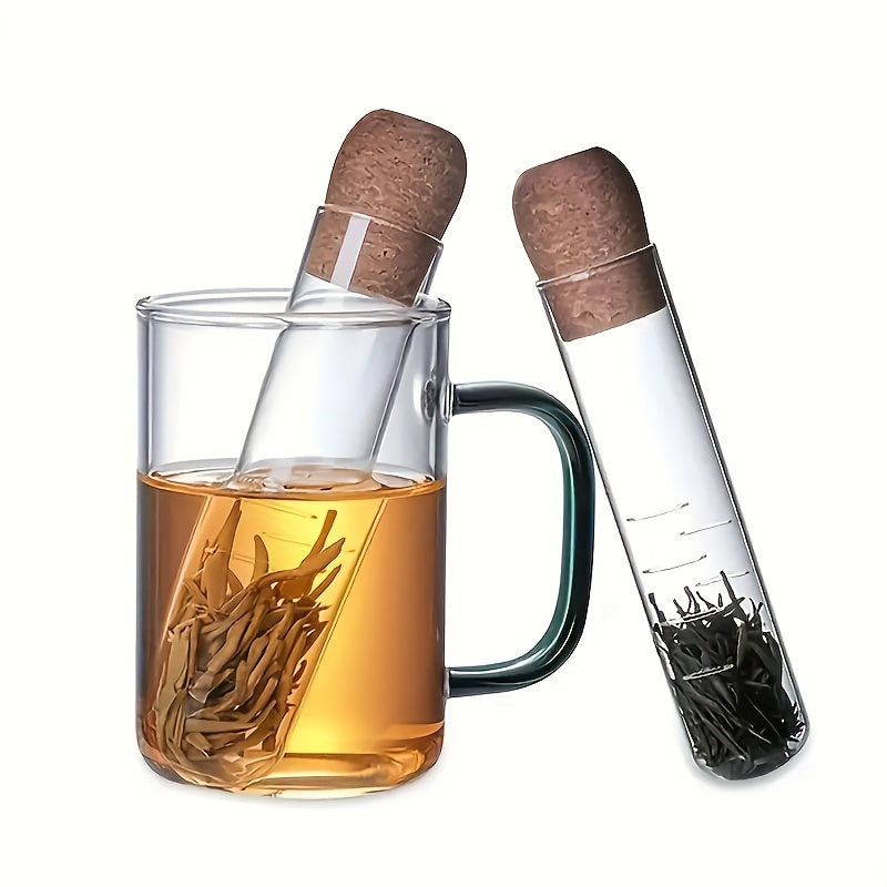Glass Tea Infuser with Cork Lid, Transparent Test Tube, Easy to Use for Loose Leaf and Herbal Tea