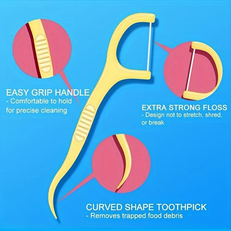 Box Of 50 Fruit-Flavored Floss Picks Mint Toothstring Disposable Floss