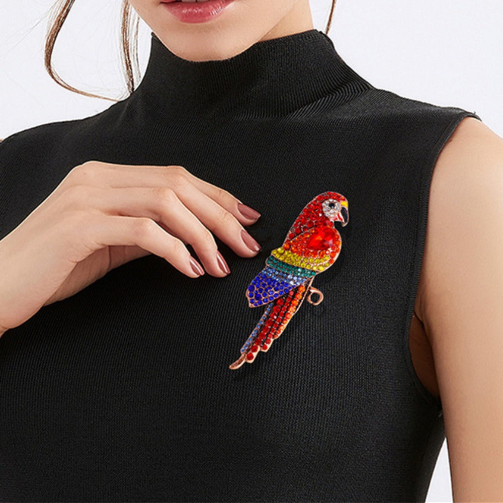 Colorful Rhinestone Parrot Brooch for Men and Women Animal Pin Jewelry Accessory