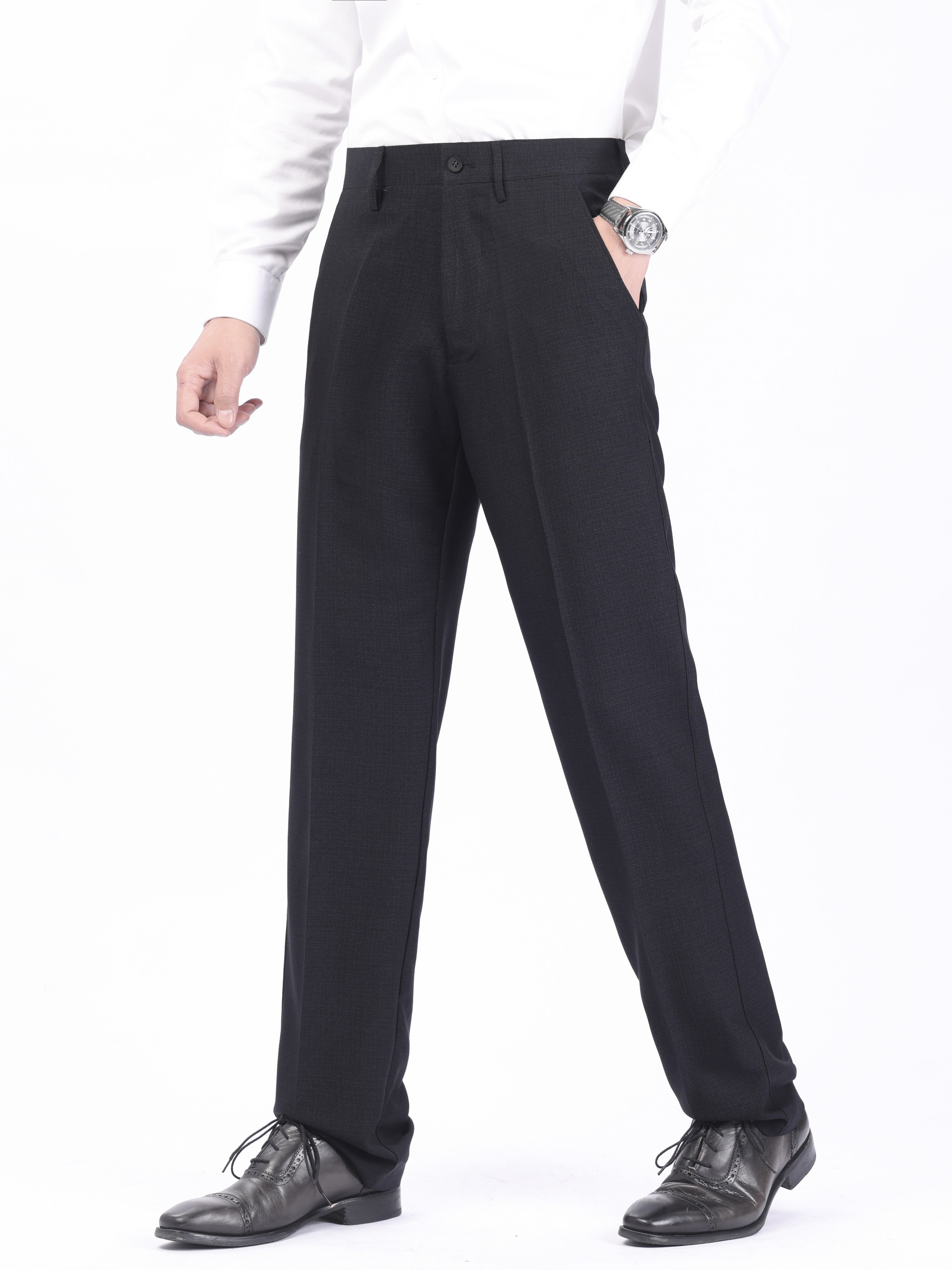 Men's Large Solid Color Business Dress Pants Polyester Woven Regular Fit