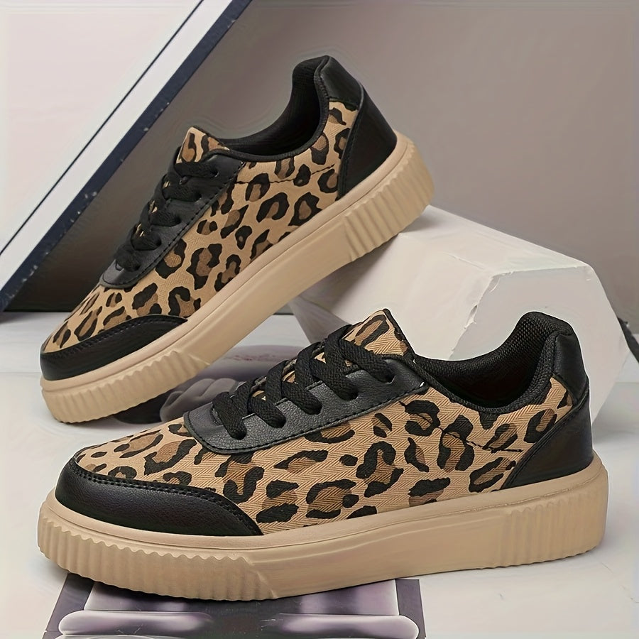 Women's Leopard Print Casual Sneakers Breathable Mesh Comfortable All-Season