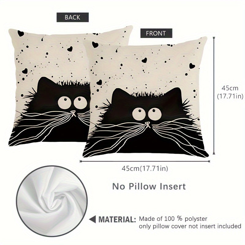 Soft Cotton Cushion Cover with Whimsical Cat Design, Zipper Closure, Easy Care
