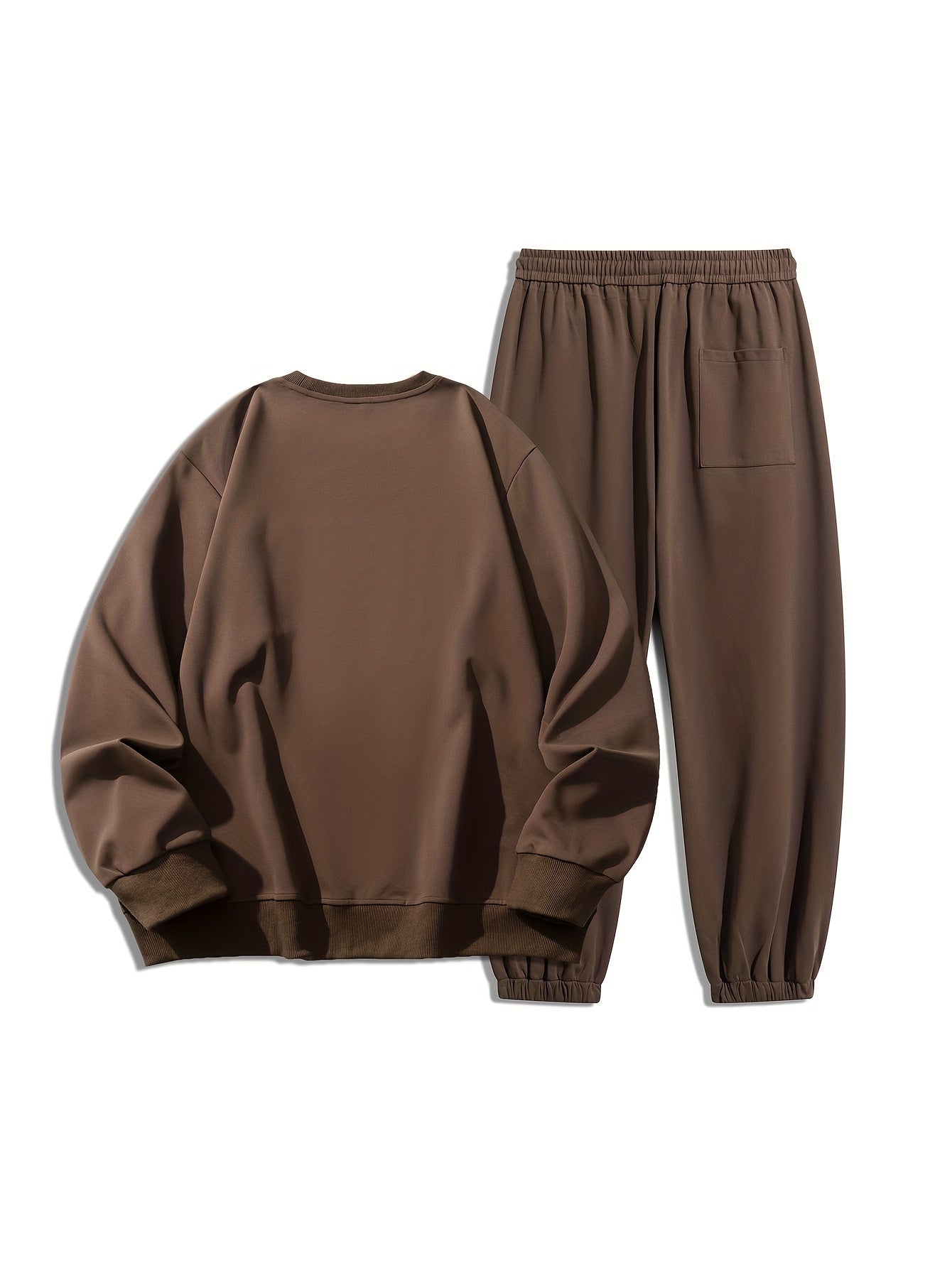 Men's Plus Size Geometric Print Sweatsuit Set Polyester Crew Neck Long Sleeve Fall Winter