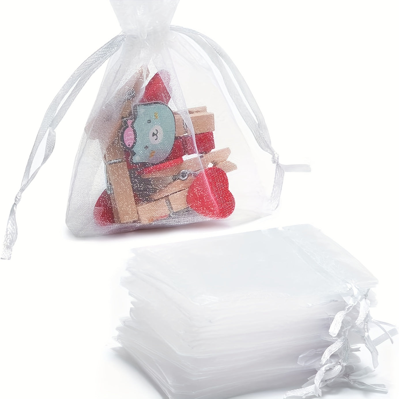 100 ta shaffof organza tortish qoplari to'plami, 7.11 sm x 9.14 sm - Zargarlik buyumlari, to'y sovg'alari va Rojdestvo sovg'alari uchun ideal