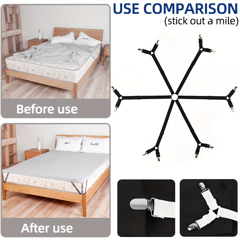 Elastic Sheet Fastening Strap with Adjustable Clip for Bed Sheets