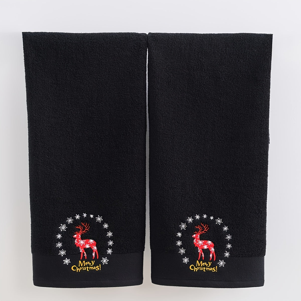 2 QIBHI Vintage Rojdestvo Ren g'ozlari bilan tikilgan qo'l sochiqlari 100% paxta to'qima matodan tayyorlangan. Multfilm mavzusidagi to'rtburchakli hammom sochiqlari bayram sovg'alari uchun mukammal. Faqat qo'l bilan yuvish, 450gsm. Sizning