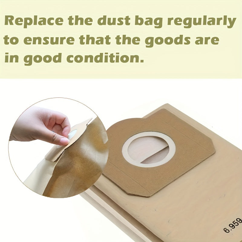 7 ta ikki maqsadli nam va quruq vakuum sumkalari Karcher modellari 6.959-160, MV1, NT18, WD3200, SE4001, A2200 bilan mos keladi - yuqori samarali chang tozalash va mopping uchun ikki qatlamli filtratsiya tizimi mavjud.