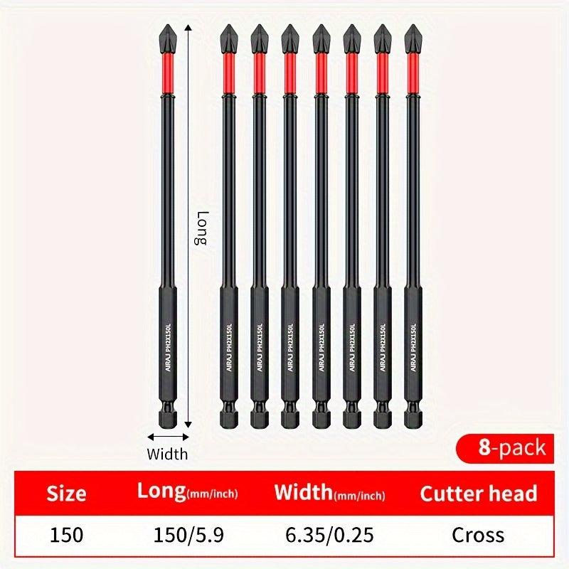 3/8/15pcs S2 Cross High Hardness Anti-slip Screwdriver Extension Set