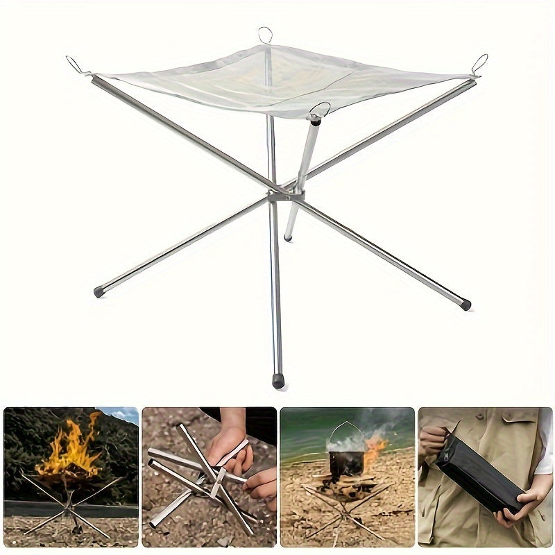Portable Stainless Steel Fire Pit Grill for Camping Patio Foldable Mesh Design