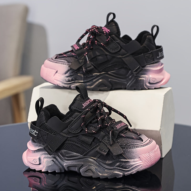 Kids Casual Winter Shoes with Fleece Lining Microfiber Synthetic Leather Mid Top for Boys and Girls