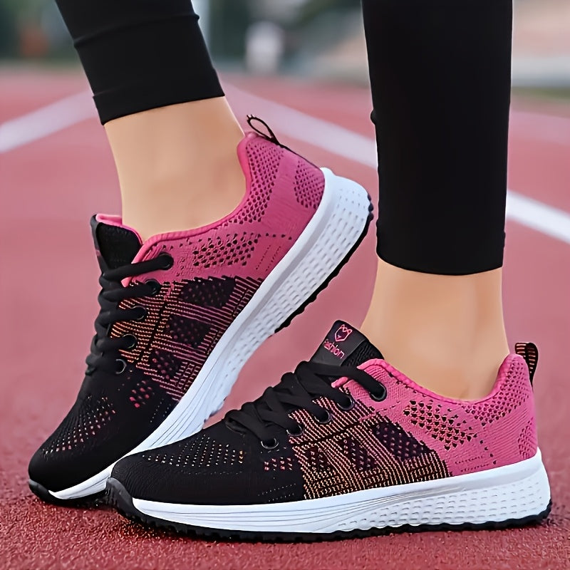 Women's Breathable Mesh Running Shoes Lightweight Sneakers Black Pink