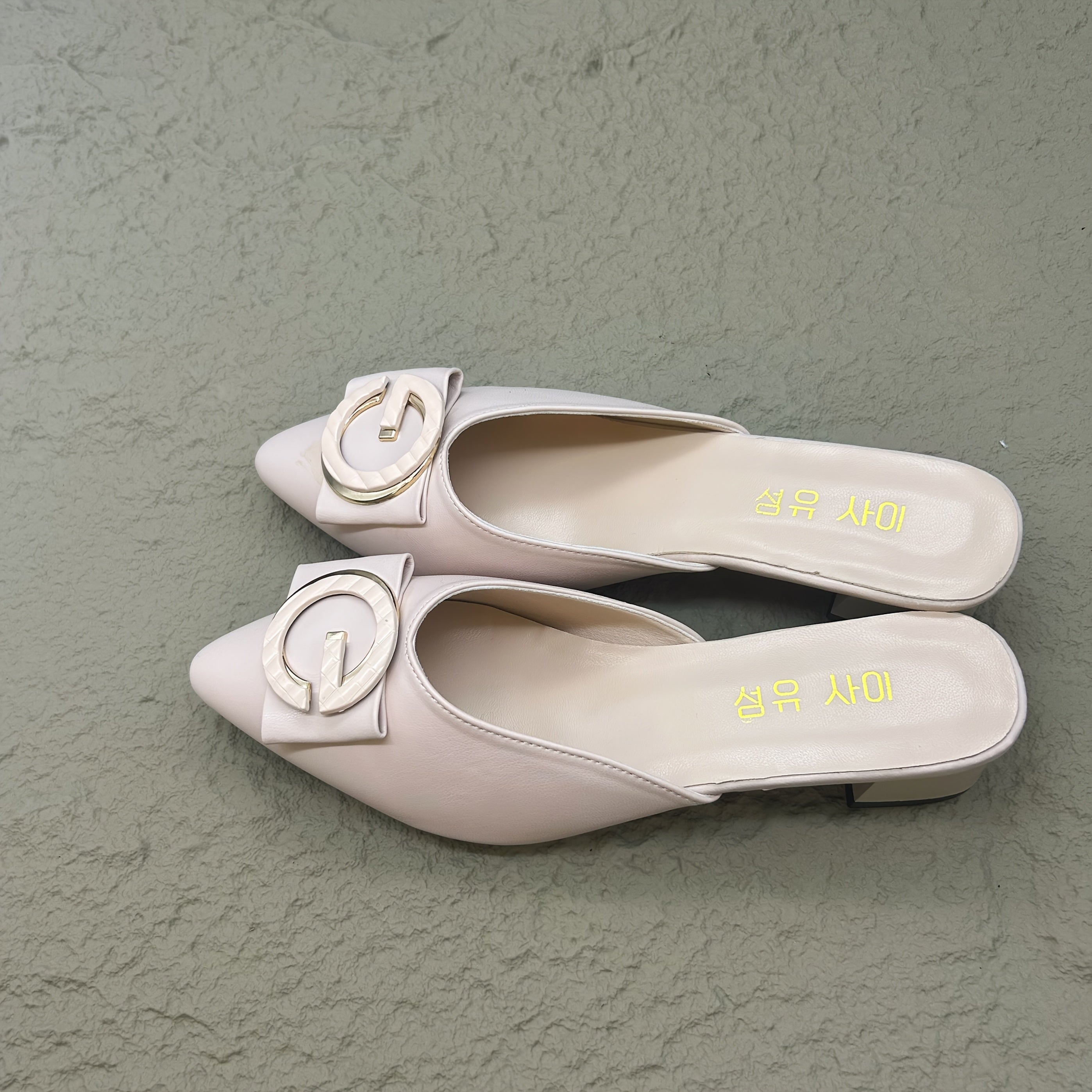 Women’s Beige Synthetic Mules with Bow Flat Slip-On Casual Shoes