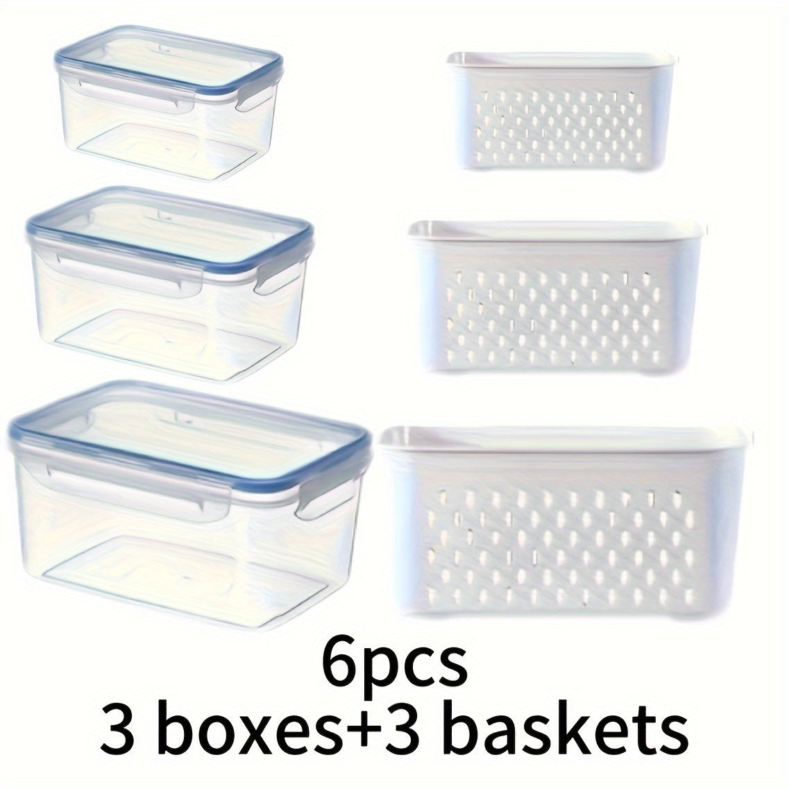 4/6 Pcs BPA-Free Polypropylene Refrigerator Organizer Sets with Removable Drain Basket