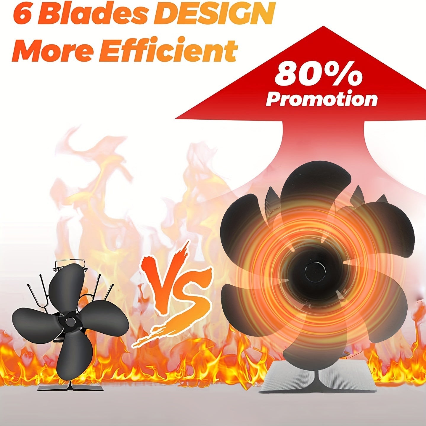 "Flame Small L-shaklidagi fan issiqlik energiyasi pechka fanidir, u o'z-o'zidan ishga tushish uchun elektr energiyasini talab qilmaydi. 6 ta pichog'i va yuqori issiqlik o'tkazish samaradorligi bilan birga, u pechka himoya dizayniga ham ega."