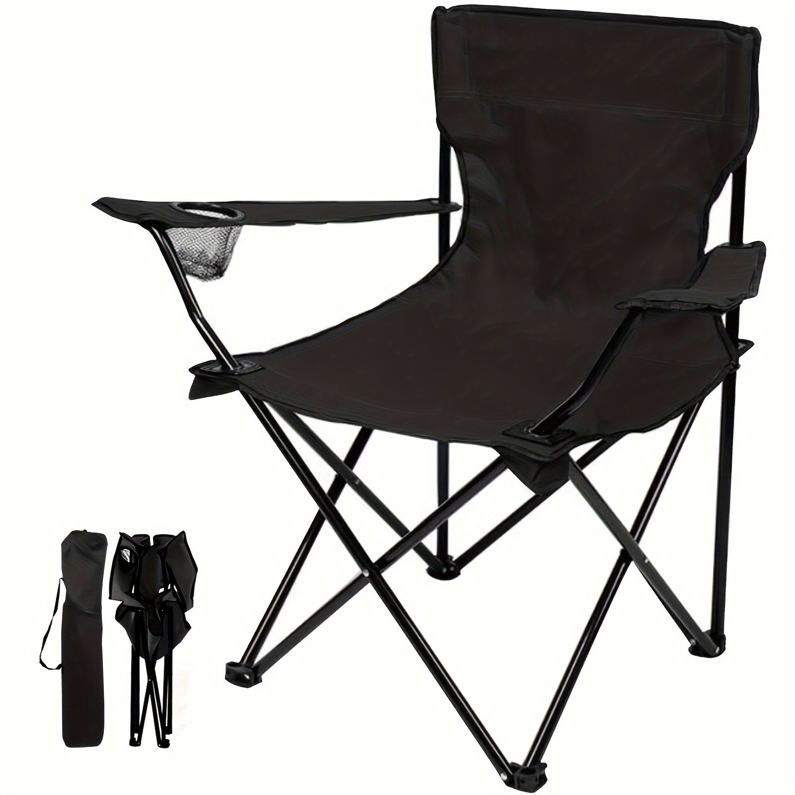 Portable Folding Camping Chair with Water Cup Holder and Carrying Bag