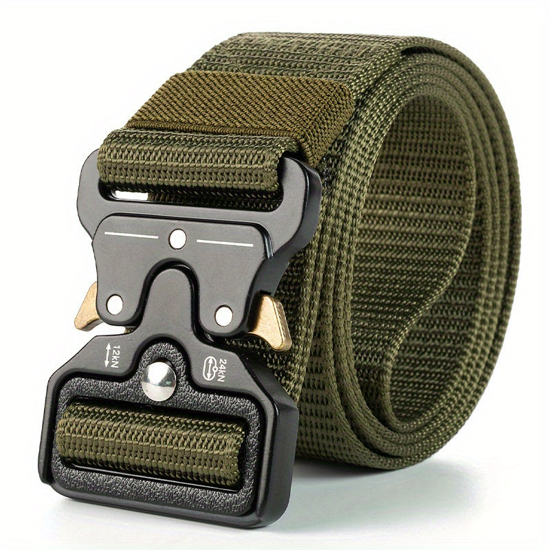 Men's Outdoor Work Belt Black Polyester Fiber Casual Buckle Belt for Pants