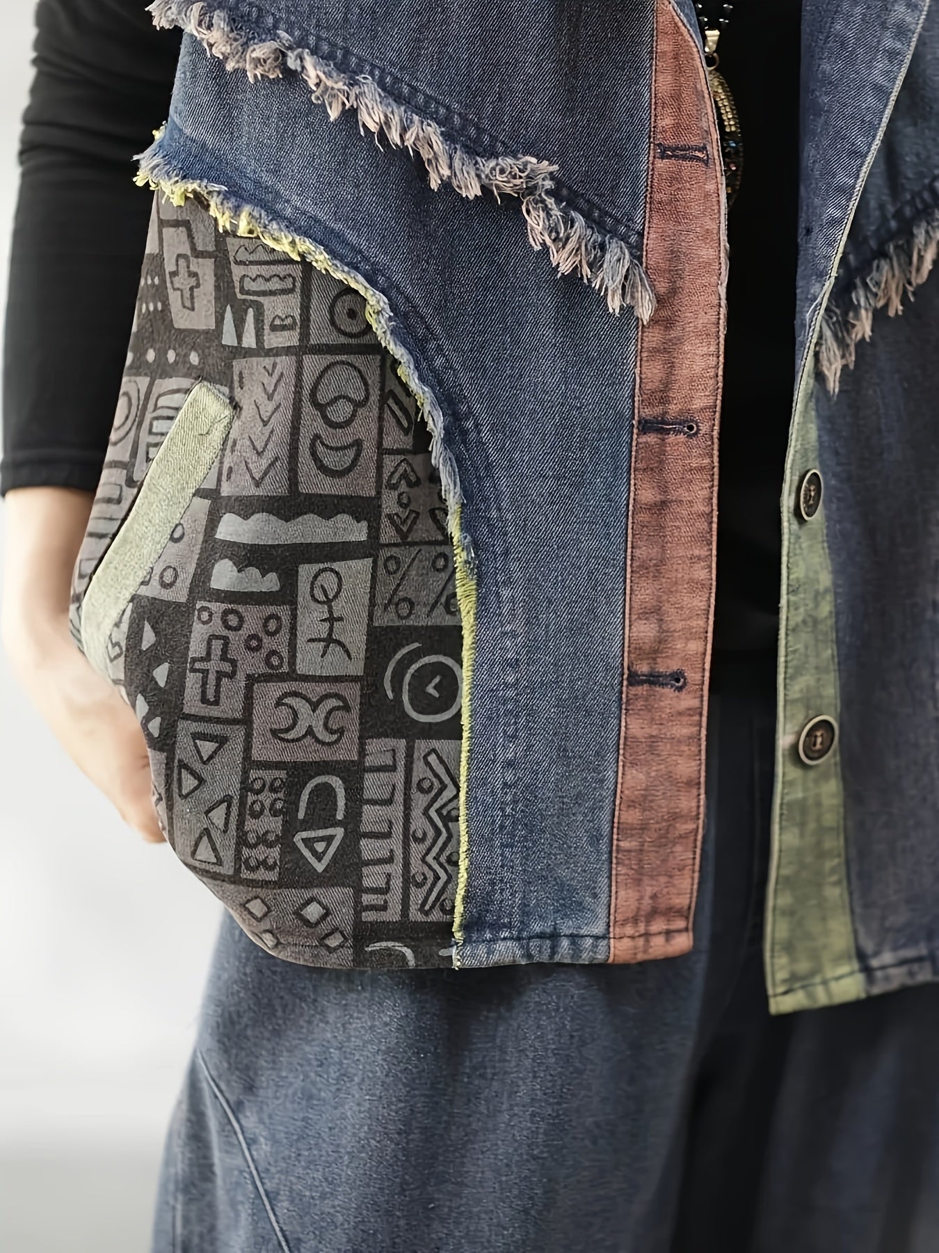 Women's Color Block Hooded Vest Oversized Casual Outerwear