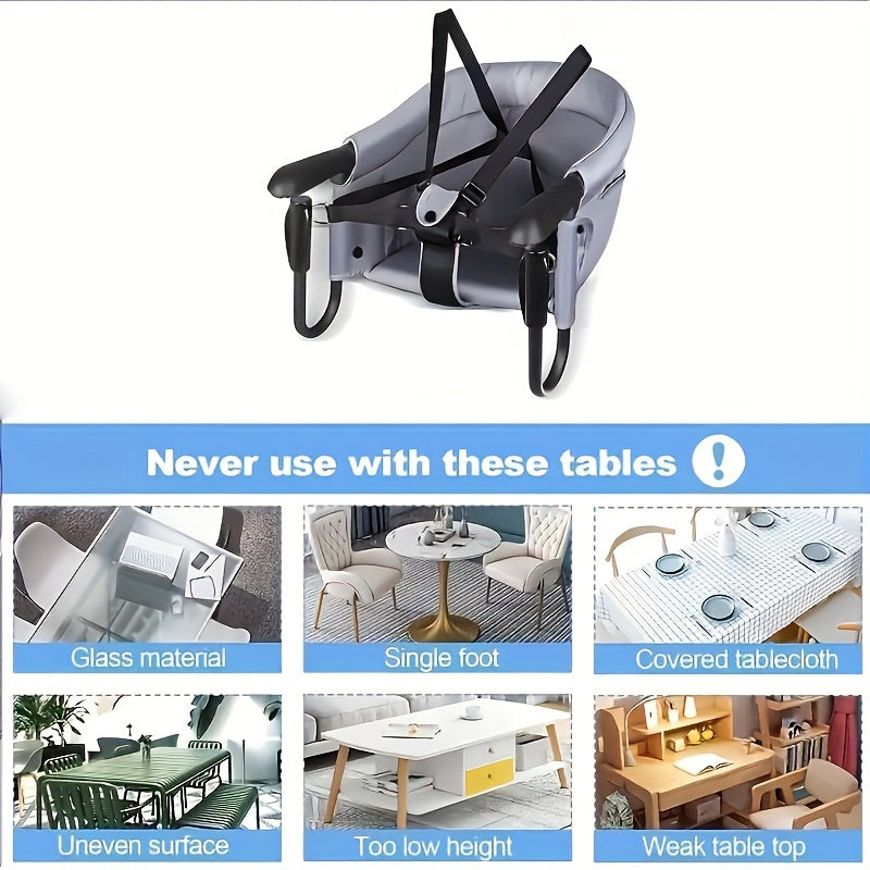 Silla alta para bebé portátil con gancho, silla de mesa para bebés hasta 15kg
