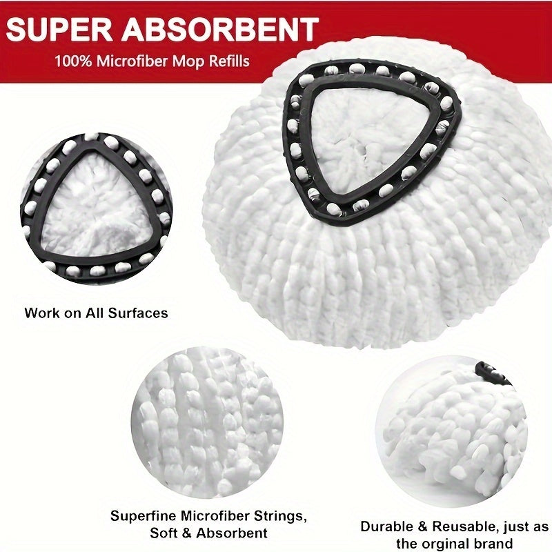 Ikkita ultrafin mikrofiber aylanuvchi mop boshini to'ldirish - Nam yoki quruq tozalash uchun mos, yuvilishi mumkin va ko'p maqsadli - Mikrofiber Da Mop bilan chang olish va chuqur tozalash uchun ideal