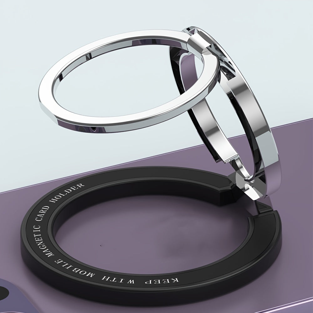 Metal Zinc Alloy Magnetic Phone Ring Holder 360° Rotating Folding Ultra-Thin Car Desktop Compatible