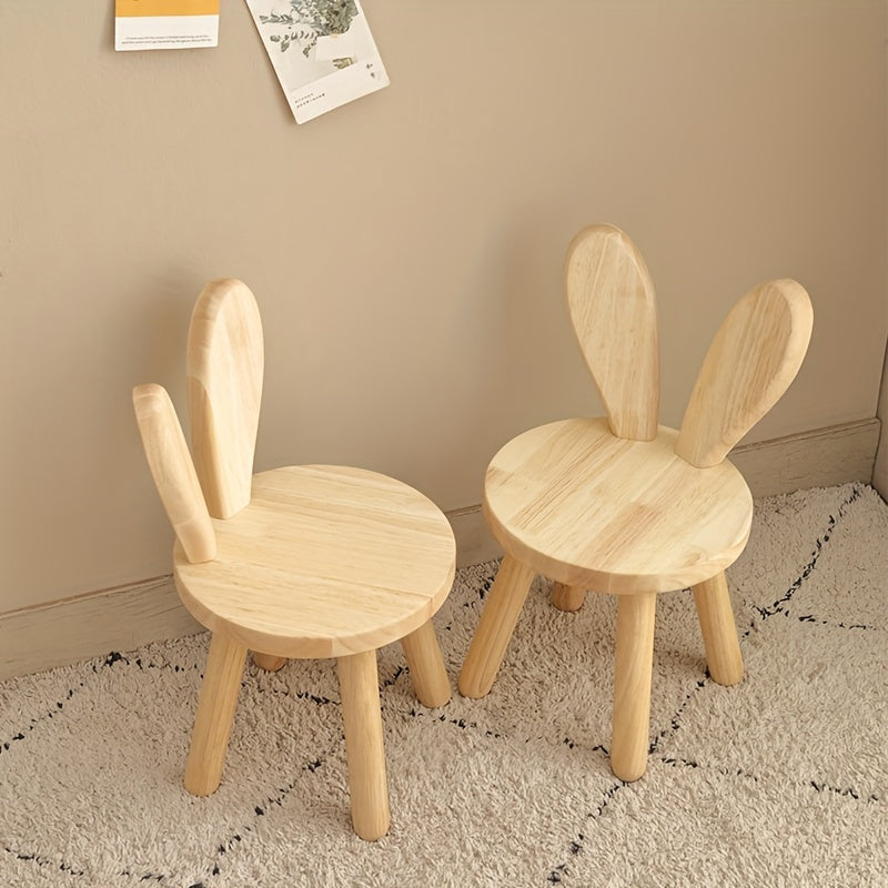 Taburete de madera con orejas de conejo para zapatos, decoración de habitación, muebles para niños