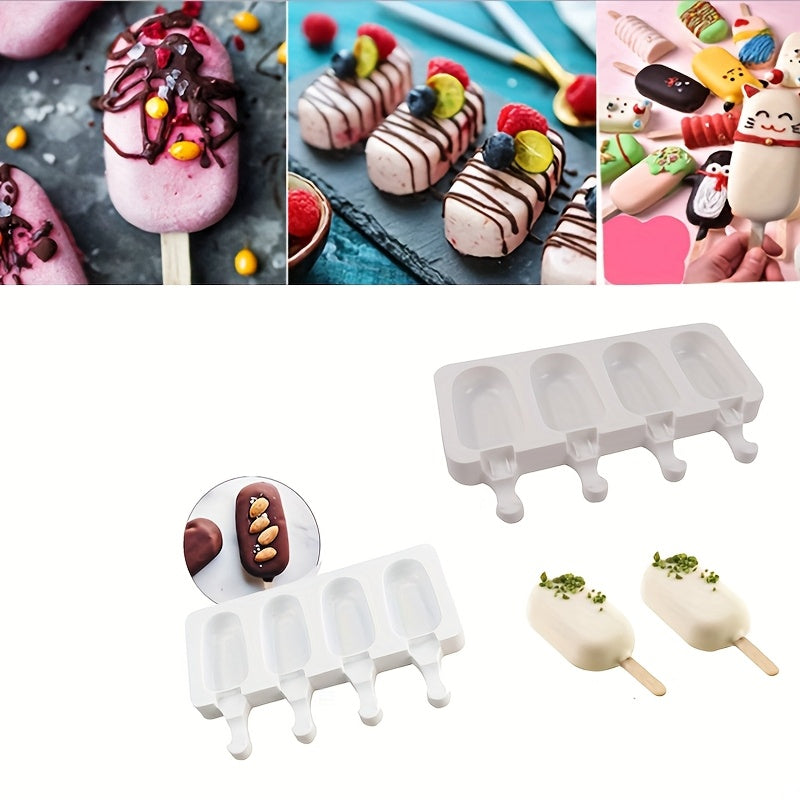 Silicone Ice Cream & Popsicle Mold Reusable 3/4/8 Cavities