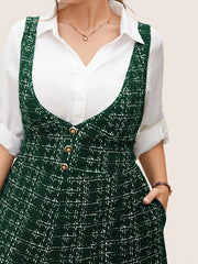 Mono sin mangas de cuadros para mujer de tallas grandes con espalda cruzada