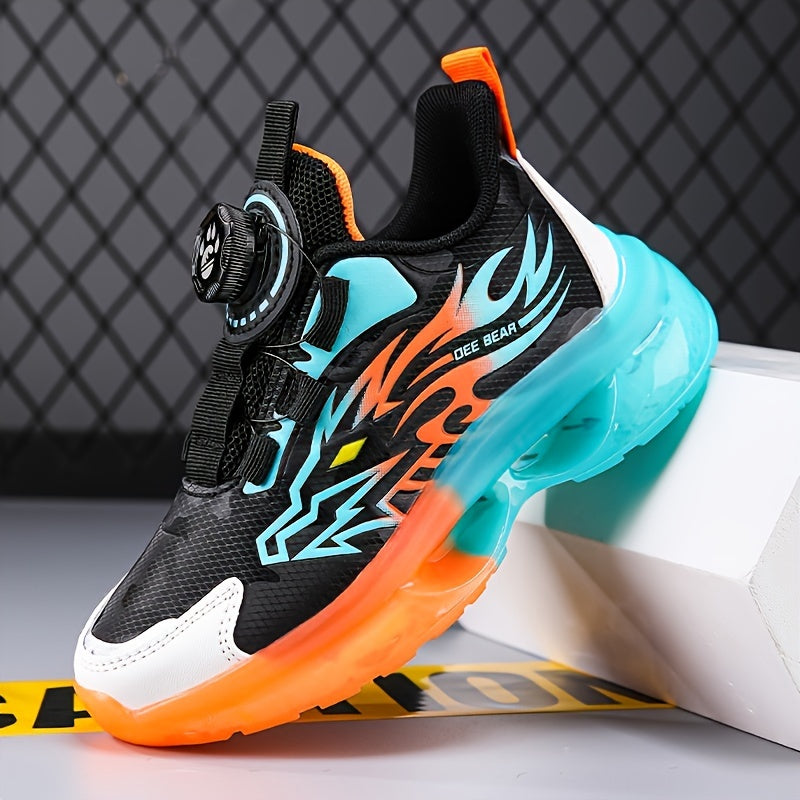 Kids Boys Striped Fitness Sneakers Low Top PU Fabric EVA Closure