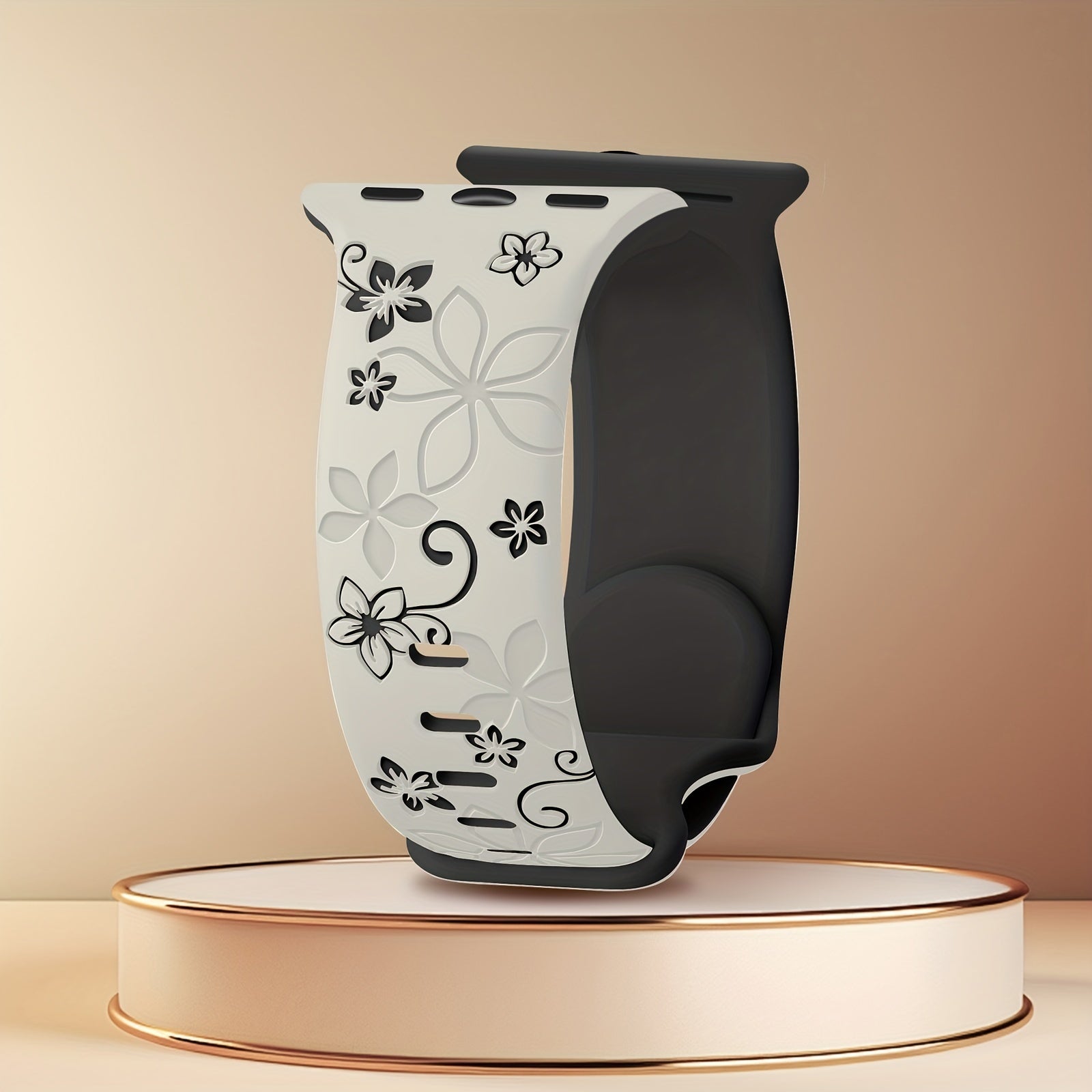 Ayollar uchun turli o'lchamlarda iWatch uchun gullar bilan o'yilgan silikon sport tasma.