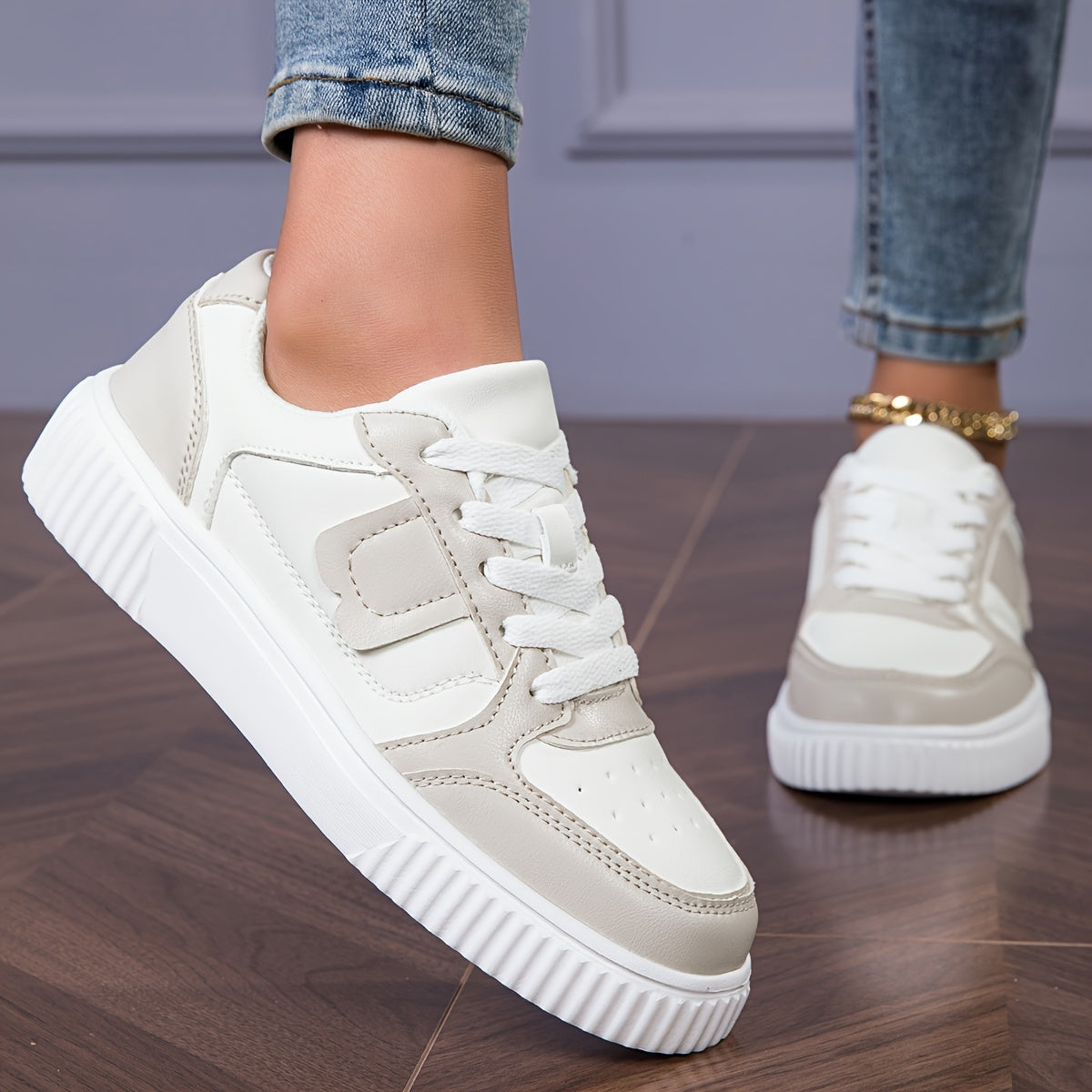 Women's Plus Size Lightweight Casual Sneakers with Thick Sole and Breathable Mesh