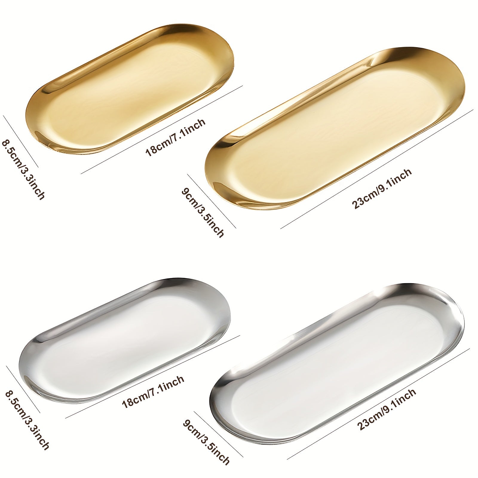 Stainless Steel Bathroom Tray for Jewelry Cosmetics and Small Items Organizer