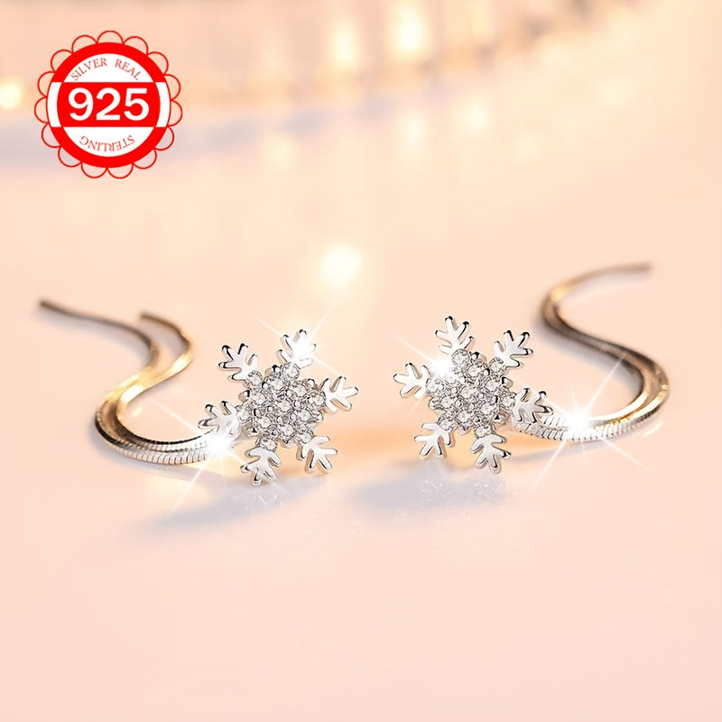 Women's Silver Snowflake Earrings Hypoallergenic 925 Silver Versatile Jewelry for Daily and Special Occasions