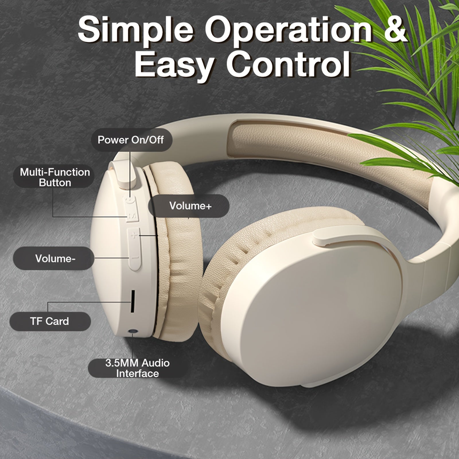 GENAI simsiz quloq ustidagi quloqchinlar, 20 soat o'ynash vaqti, simsiz 5.1, yig'iladigan dizayn, shovqinni kamaytirish, Type-C zaryadlash, 3.5mm jack. Sayohat, uy, ofis uchun ideal. Yoshlar uchun mos.