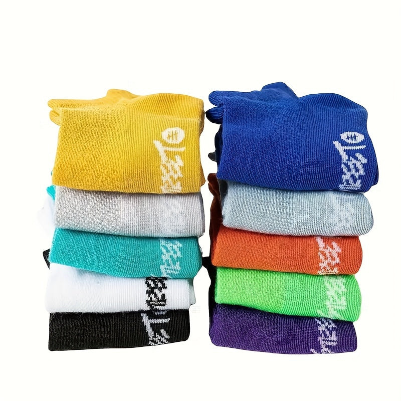 Men's Liner Anklet Socks 10 Pairs Breathable Absorbent Knit Polyester Spandex