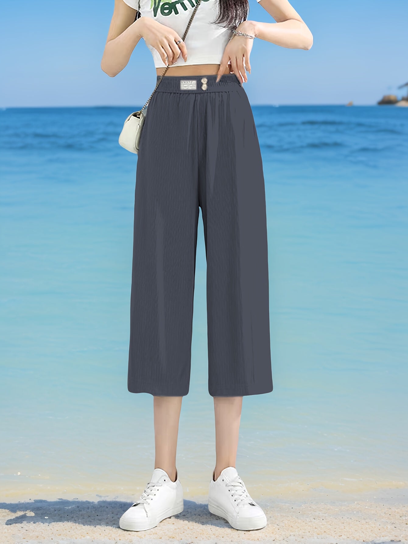 Шорты для женщин больших размеров с эластичным поясом, расширенные, легкие, летние